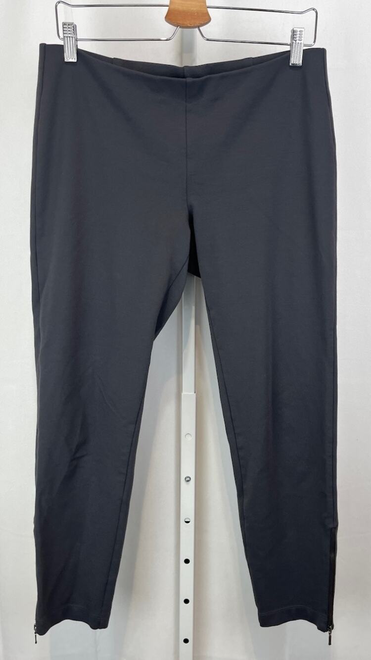 EILEEN FISHER Size M Slim Leg Ankle Zip Pants Pull On Stretch Ponte Knit Gray